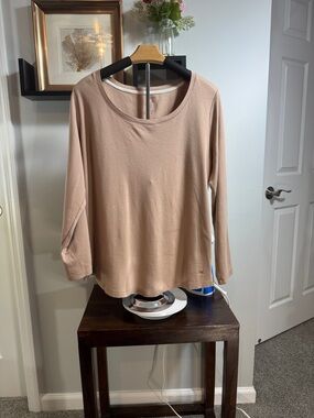 Isaac Mizrahi Live Blush Long Sleeve Scoop Neck Top